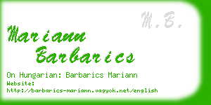 mariann barbarics business card